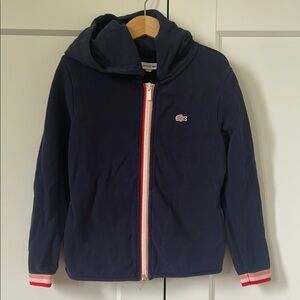 Lacoste Kids Navy Hoodie with Red and White Accents